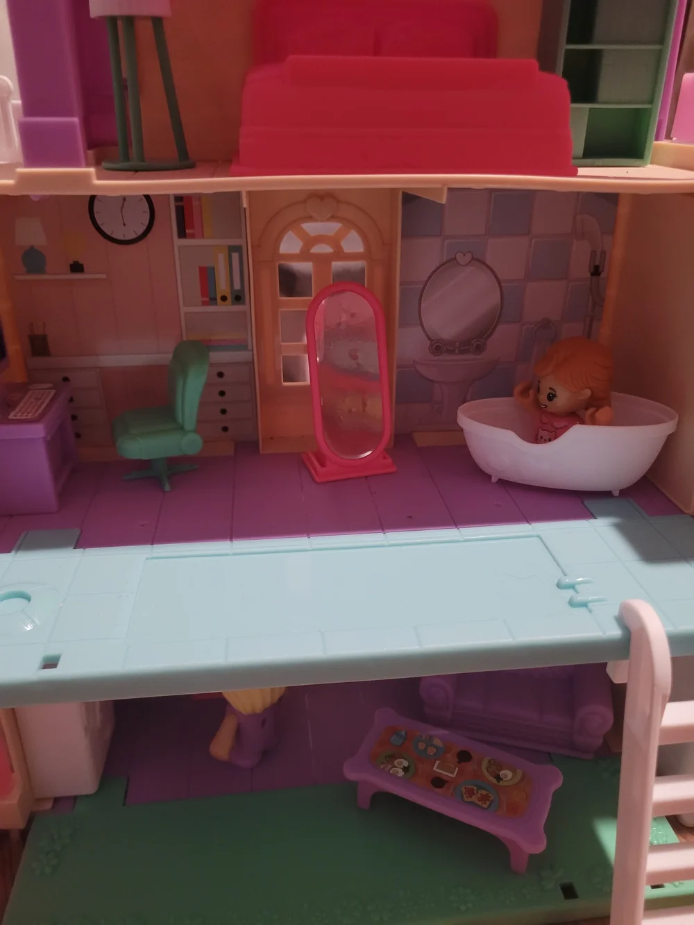 Pink & Purple Dollhouse Playset with Furniture and Figures